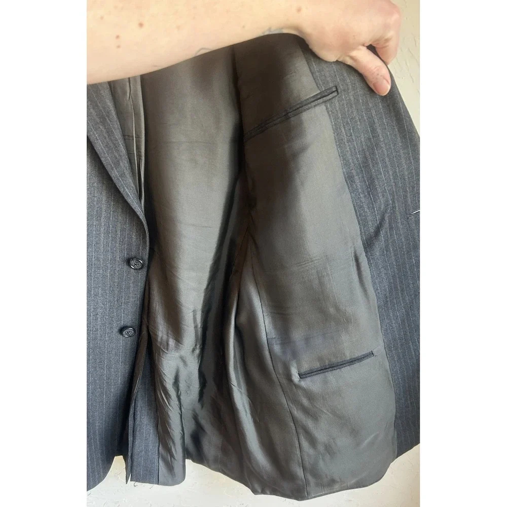 Hickey‎ Freeman 42L 38x33 Gray Multi-Stripe Mens 100% Worsted Wool Luxury Suit